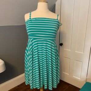 Torrid sz 2 teal/white stripe dress w/ adj straps